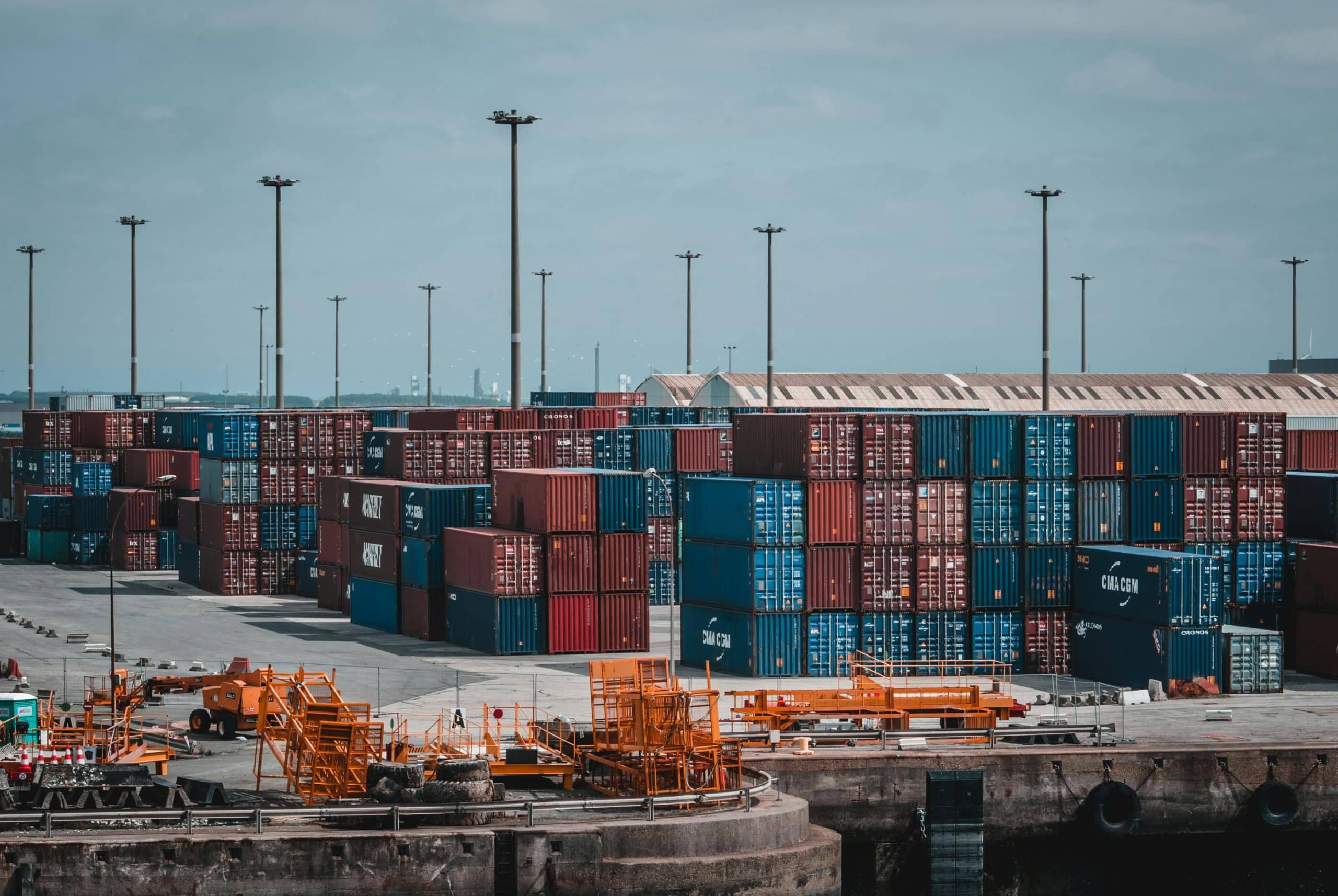 Container Dock Stacked shipping containers